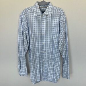 Johnston & Murphy White and Blue Plaid Shirt